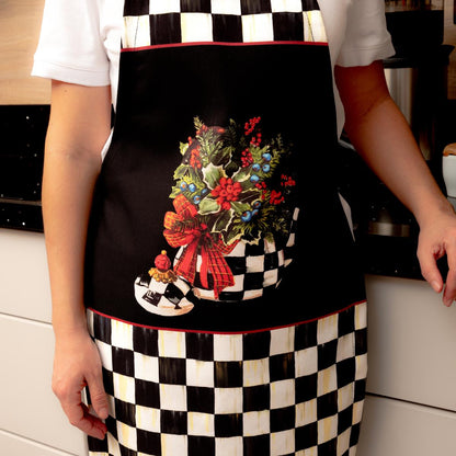 Mackenzie Dama Desenli 3'lü Mutfak Seti - Runner, Fırın Örtüsü ve Mutfak Önlüğü HEDİYELİK-LTD368