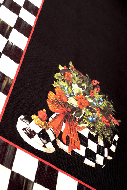 Mackenzie Dama Desenli 3'lü Mutfak Seti - Runner, Fırın Örtüsü ve Mutfak Önlüğü HEDİYELİK-LTD368