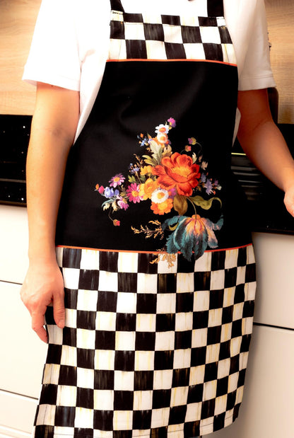 Mackenzie Dama Desenli 3'lü Mutfak Seti - Runner, Fırın Örtüsü ve Mutfak Önlüğü HEDİYELİK- LTD370