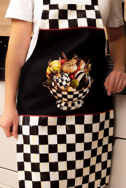 Mackenzie Kabak Desenli 3'lü  Mutfak Seti - Runner, Fırın Örtüsü ve Mutfak Önlüğü HEDİYELİK- LTD379